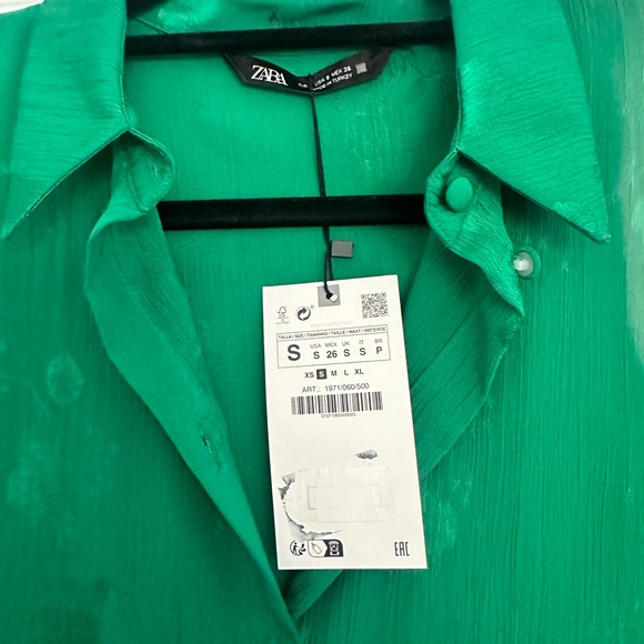 NWT ZARA Floral Jacquard Top Green Size S | 1971/060/500 - Picture 8 of 12